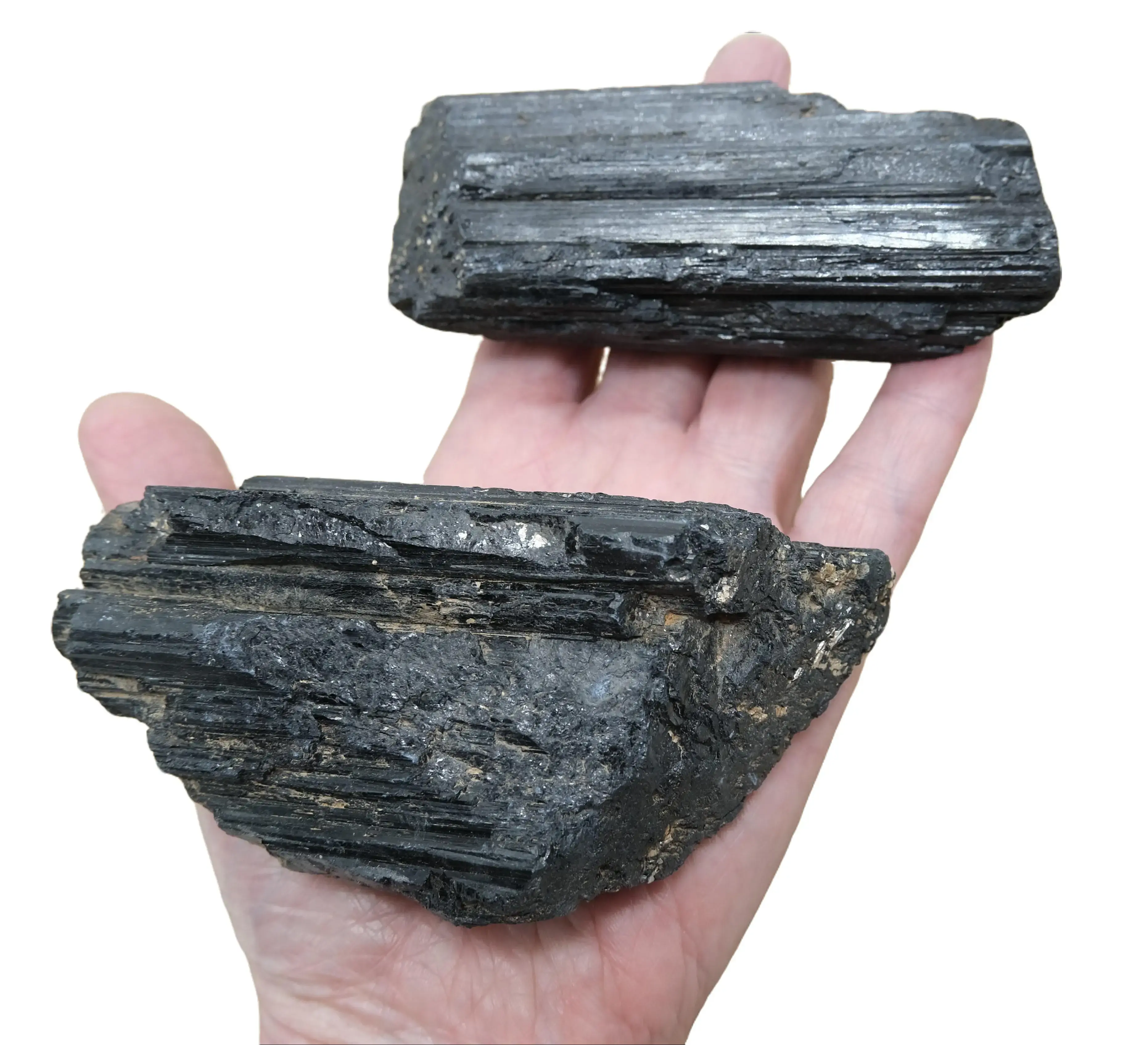 Raw Black Tourmaline Chunks | Grade A | Ethically Sourced in Brazil | Rough Tourmaline Logs