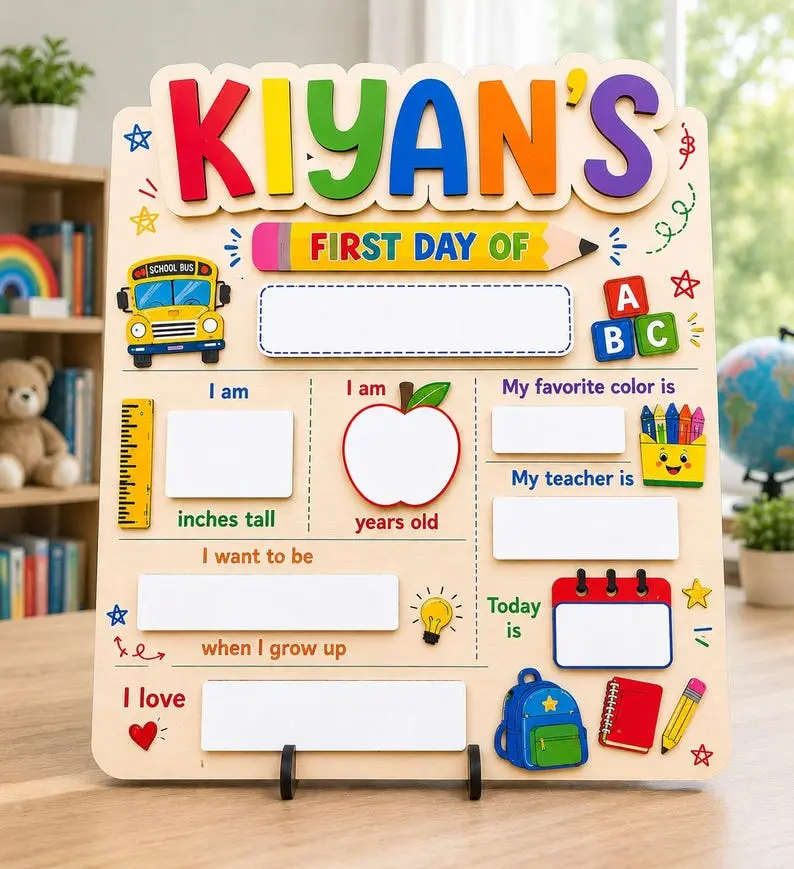 Custom Name Last Day of School Sign, Personalized First Day of School Sign for Kids Custom Back to School Board, Back to School Gift, First & Last Day of School Sign Reusable Chalkboard, Last Day School Name Sign, Class of 2026
