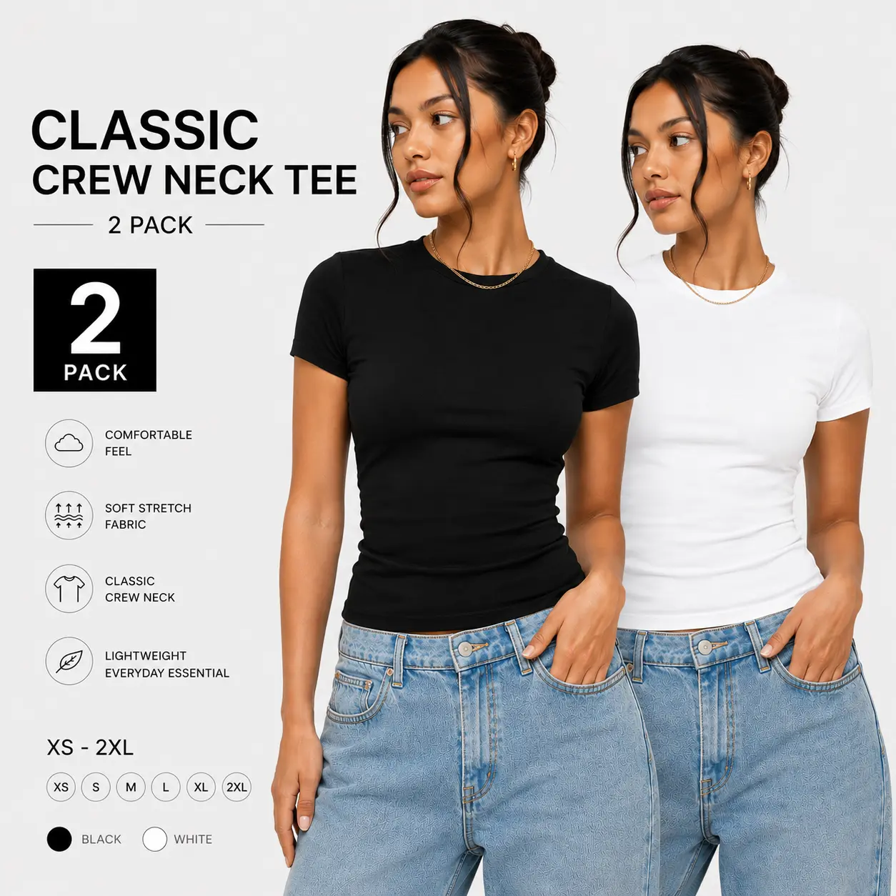 Women's High-Elastic Spandex-Rayon Round Neck Short Sleeve Baby Tee - Slim-Fit Cropped Streetwear Top for Everyday Sexy Style, T-Shirt