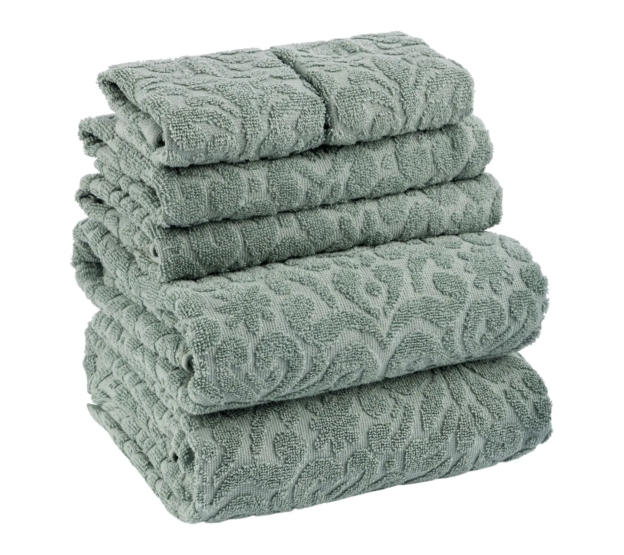 Lavish Home 6PC Jacquard Towel Set Cotton Bathroom Set