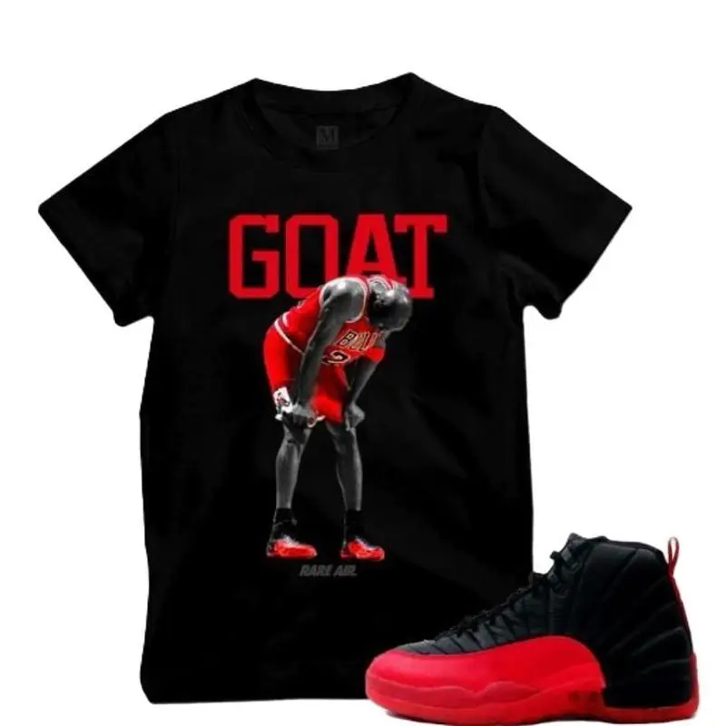 Match Flu Game 12 Jordan Retros GOAT BLACK T shirt Top Unisex, Perfect Fit, Ultimate Comfort, Trendy Outfits, Stay Ahead of the Sweatshirt, Hoodie, Comfort Colors