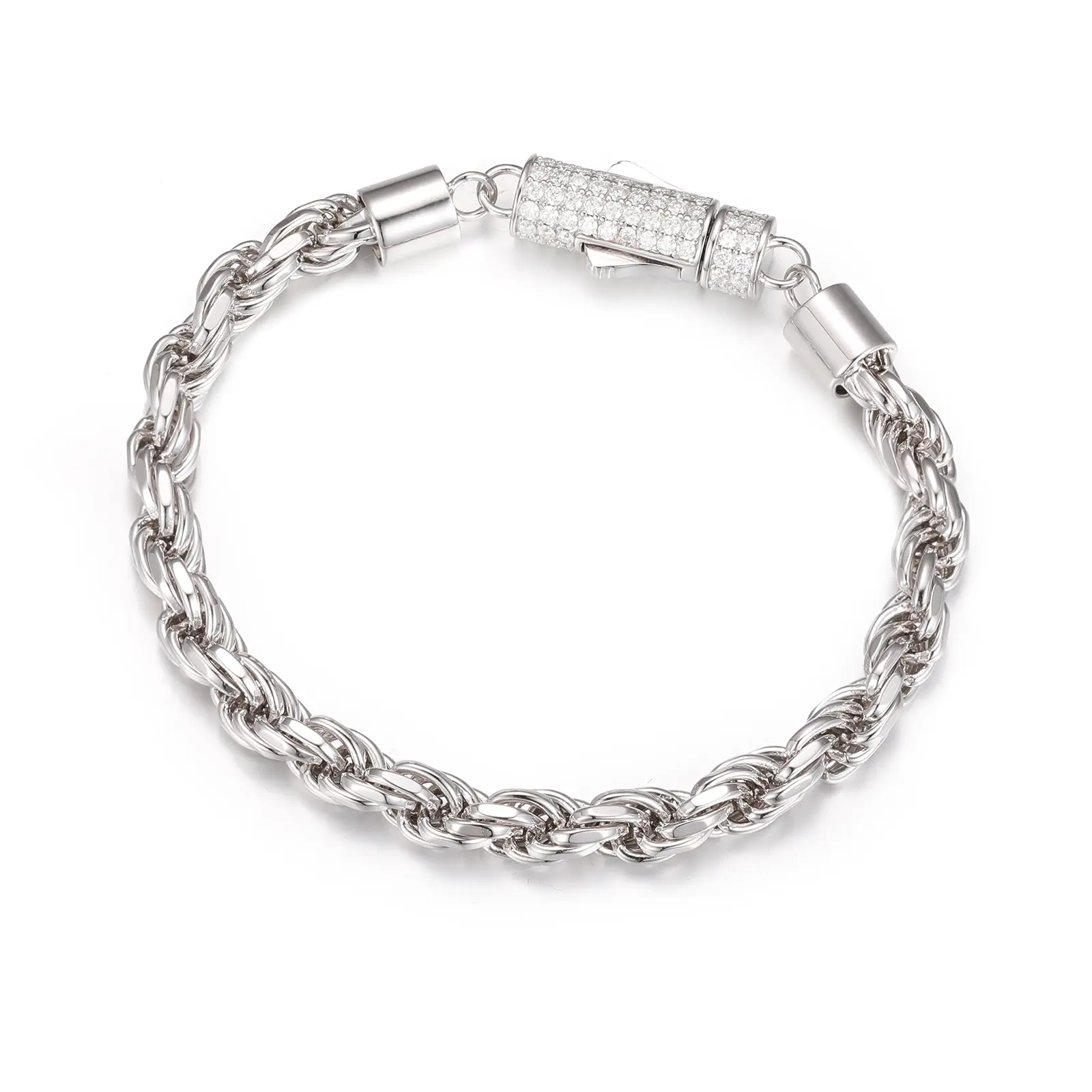 6mm Rope chain Bracelet UCCIYO Lab-Created Moissanite Chain Bracelet S925 Sterling Silver【#B51】