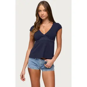 Edikted Women's Indygo Polka Dot Top