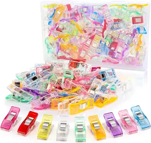 Sewing Clips, 100 Pcs with Plastic Box, Assorted Colors Quilt Clips Quilting Clips for Fabric Clips for Sewing and Quilting, Fabric Sewing Binding Crafting Clips, Bag Clips, Sewing Tools KOLUPA