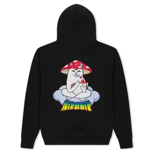 Women's Hemper Enlightened Nermal Hoodie - Black, Longsleeves Cotton Printed Casual Tops Clothes, Graphic Sweatshirt