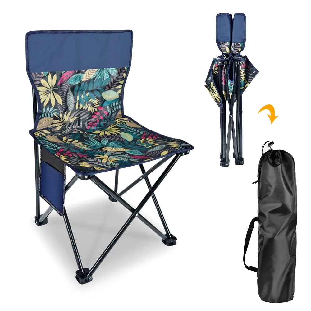 Small Portable Folding Camping Chair, Thick Oxford Cloth Camping Stool with Reinforced Steel Pipe Frame, X-Structure Stable Load-Bearing, Anti-Slip Base for Camping Hiking Fishing Picnic