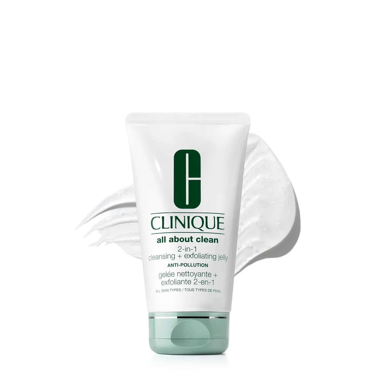 Clinique All About Clean 2-in-1 Cleansing + Exfoliating Jelly, Face Wash & Exfoliator With Salicylic Acid For All Skin Types, 5 Fl Oz