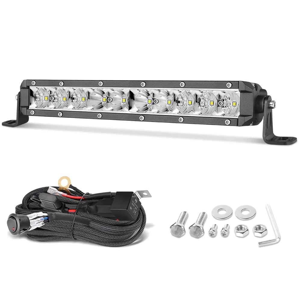 JIEPENG 10 INCH 100W Offroad Single Row LED Light Bar Kits with Wiring Harness for Jeep Truck ATV UTV #bmc lights