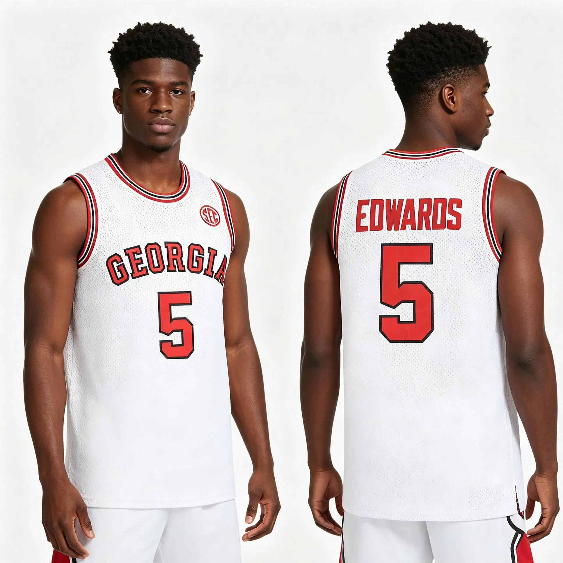 Men's #5 Edwards Basketball Jersey Embroidered University Breathable Mesh Fabric Athletic Wear S-XXL
