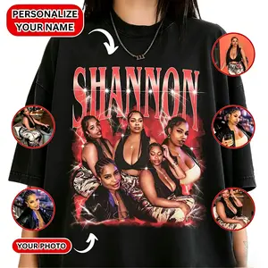FEEGO Comfort Color Women's Cotton Short-Sleeve Round-Neck Custom Bootleg Rap Graphic Tee - Vintage Style, Personalized Face/Name Print, Gift For Her, Summer Streetwear Apparel, Shortsleeve