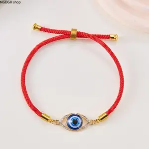 Red String Evil Eye Bracelet with Gold & Crystal Accents, Adjustable, Perfect for Protection, Everyday Wear & Adding Spiritual Good Luck Vibes to Your Look