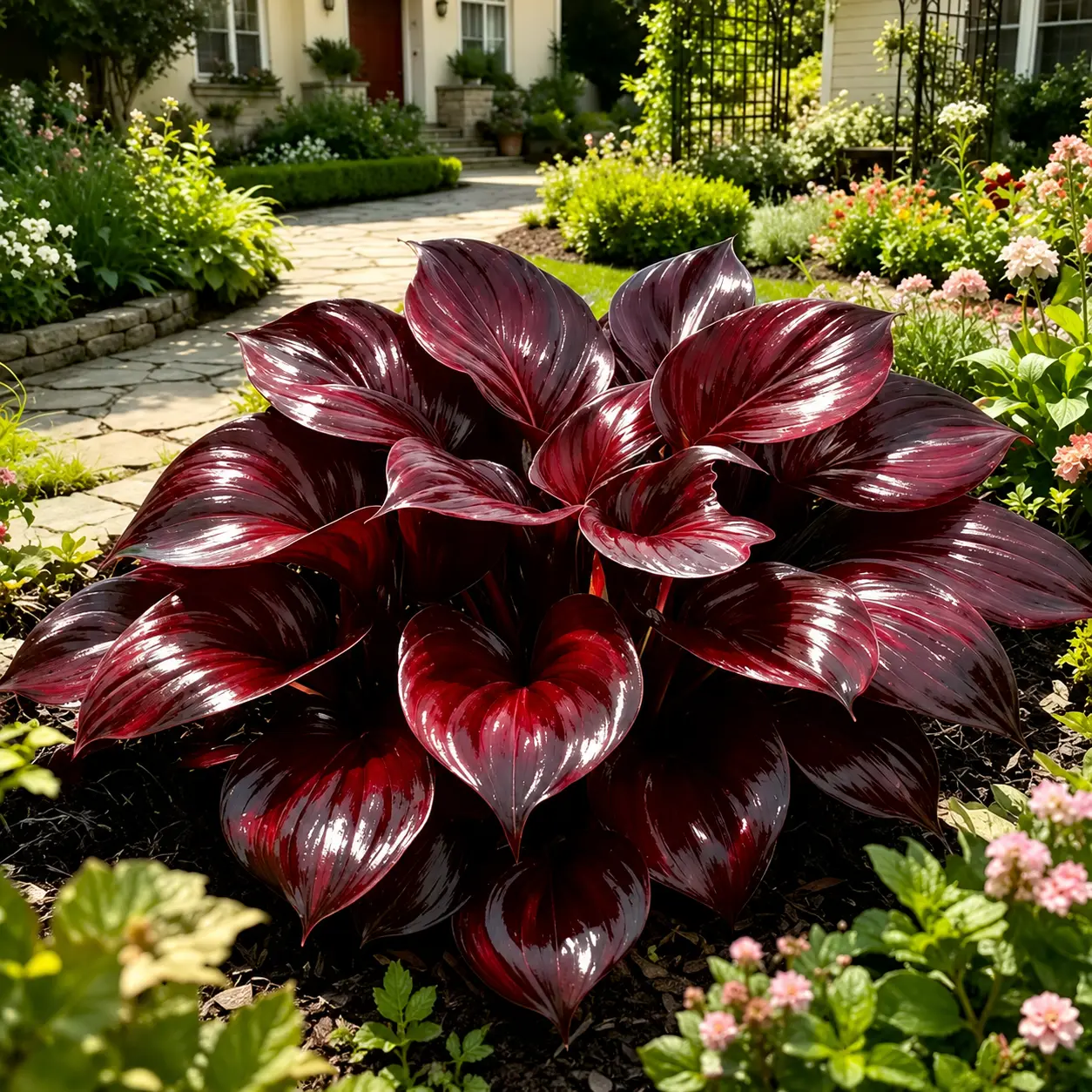 800 Red Hosta Seeds – Rare Burgundy Foliage Plant for Patio, Shade Garden & Outdoor Growing