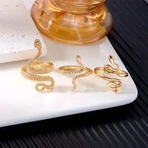Aileen Jewelry Design Personalized Snake-Shaped Open-Eye Ring, Adjustable Retro Trendy Jewellery Accessories, Versatile Creative Fashion Gift Ring, Adjustable Rings