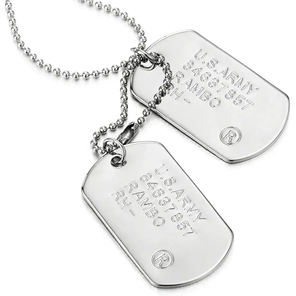 Classic Two-Pieces Mens Military Army Dog Tag Pendant Necklace with Ball Chain Yifanyou Sports