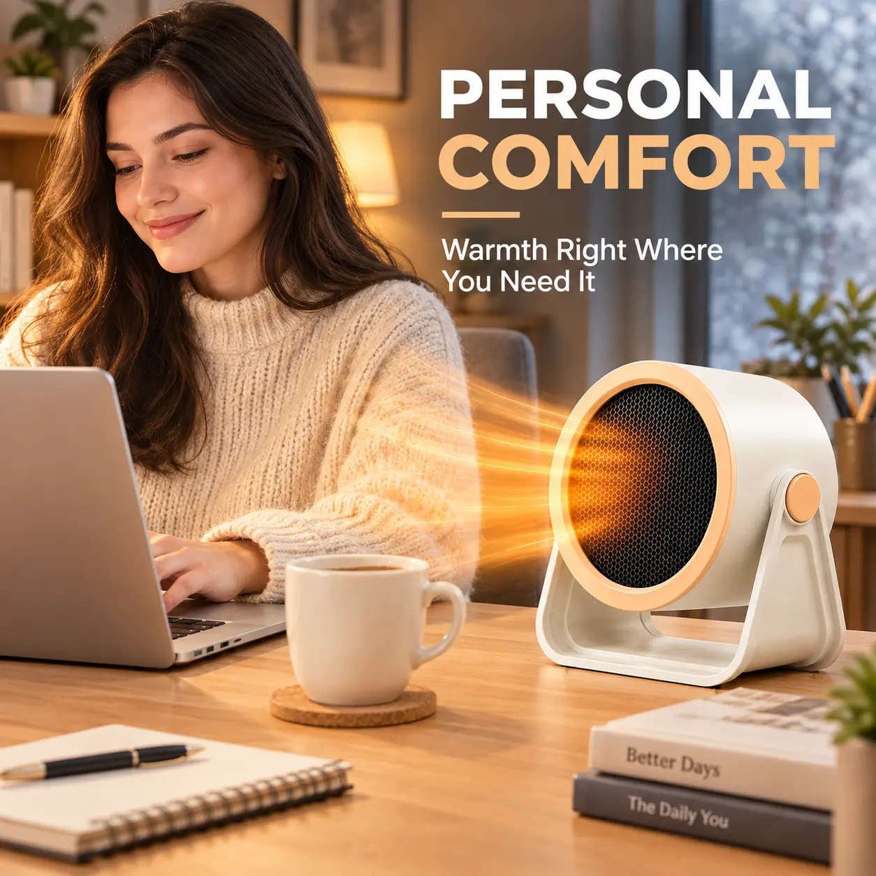 Personal Portable Space Heater, 500W Small Desk Electric Heater Fast Warm Quiet with Overheat Protection, 120V US Plug Mini Heater for Bedroom, Office & Dorm