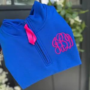 Custom Monogram Embroidered Quarter Zip Sweatshirt, Personalized Name Pullover, Outline Letter Crewneck, Minimalist Gift for Her, Gigi Style Sweatshirt