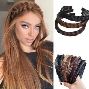 Women Synthetic Wig Twist Braided Hair Bands Fashion Braids Hair Accessories Women Bohemian Nature Headband Stretch for Party
