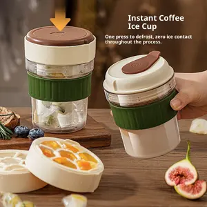 16.9 OZ Iced Coffee Cups with Lids and Ice Cube Tray, Unbreakable Plastic Drinking Cup Reusable Iced Coffee Cup to Go Cup for Iced Tea,Juice, Water,BPA Free