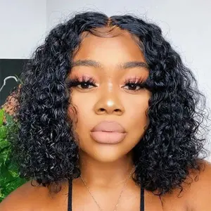 SuperNova Cheap Short Curly Bob Wigs 4*4 Lace Closure Wig Human Hair