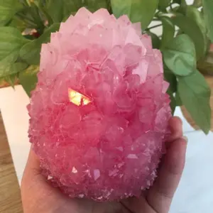 Rare Rose Colored Natural Quartz Crystal Cluster Healing Home Decor