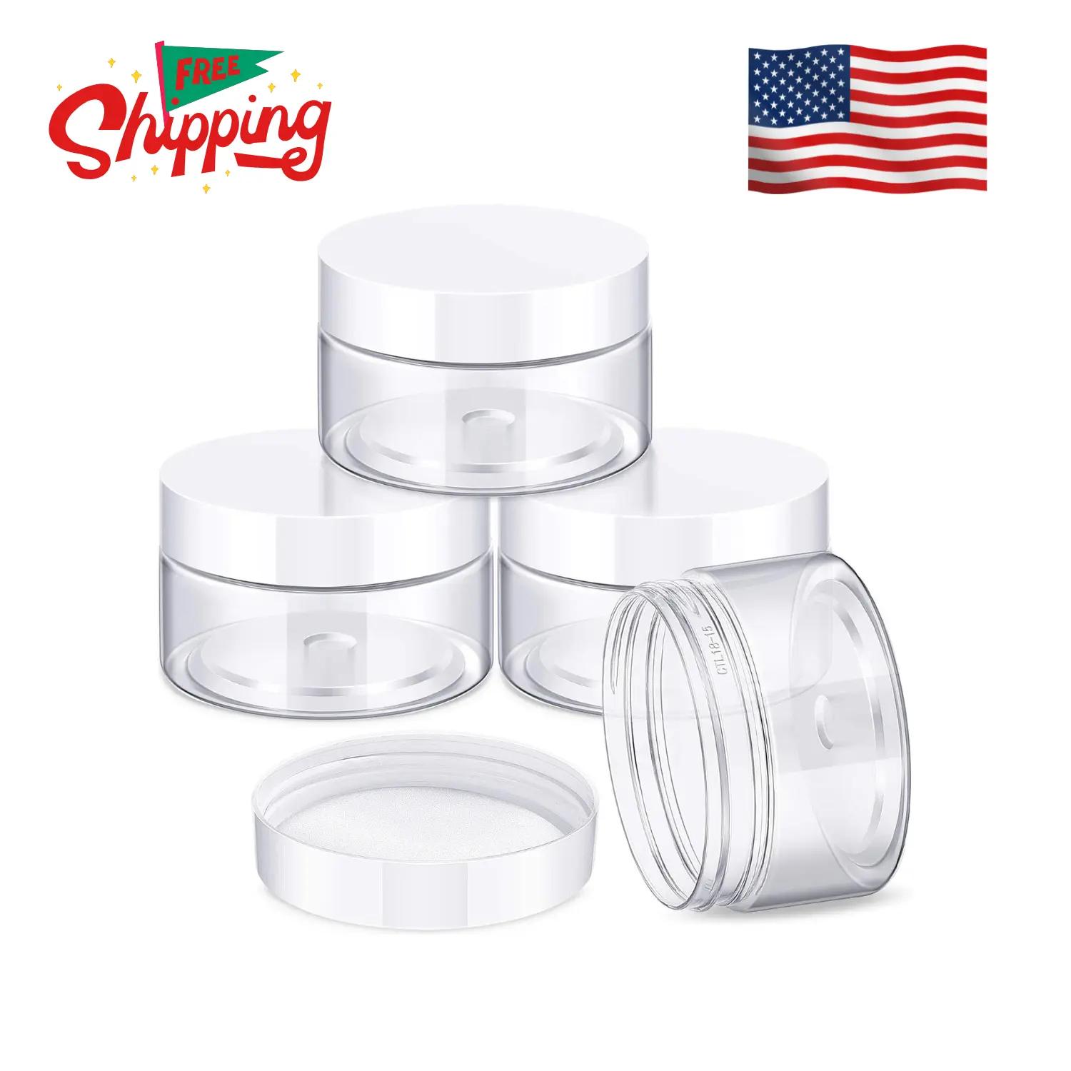 4 Pieces Round Wide-mouth Leak Proof Plastic Container Jars with Lids (1 Ounce,White)