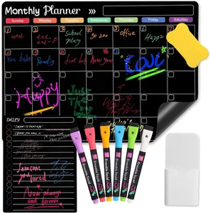 Magnetic Monthly & Weekly & Daily Chalkboard Planner for Fridge - 16"X12" Shopping Meal Menu To Do List Family Schedule Dry Erase Calendar with Markers