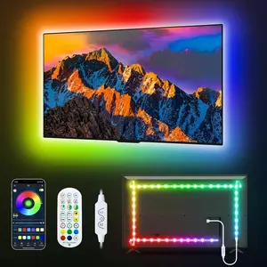 LED Lights for TV, 9.8FT TV Led Backlight Behind for 32-60 inch, RGBICW TV Glow USB Led Light Strip for TV Lights Color Changing Music Sync Bluetooth APP Control Led Lights for Bedroom HDTV