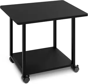 22"x15.75" Large Under Desk Printer Stand with Storage Shelf, 2-Tier Rolling Printer Cart with Wheels, Heavy Duty Printer Table for Home Office Storage Rack for Scanner Fax Machine, Black