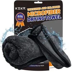 KZKR 2-Pack Microfiber Towels 24"x35+16"x16" 1300GSM Super Absorbent Streak-Free Scratch-Free for Car Detailing Extra-Large Size Double-Sided Drying Towel