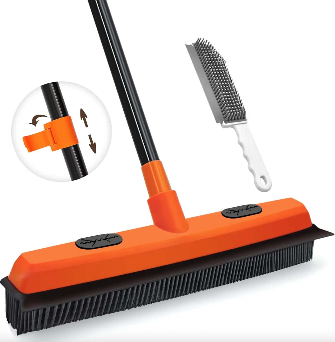Halloween Gift Rubber Broom for Pet Hair Remover, Carpet Rake Fur Remover Broom with Squeegee, Carpet Rake for Pet Hair Removal, Pet Hair Rubber Broom for Fluff Carpet, Hardwood Floor, Tile, Window