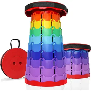 Upgraded Foldable Thickened Collapsible Stool, Portable Folding Seat, Adjustable Height Retractable, Suitable for Fishing, Hiking, Camping, BBQ, Party, Outdoor