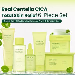 Papa Recipe Real Centella CICA Total Skin Relief 6-Piece Set | Gentle Daily Soothing & Redness-Calming Routine for Acne-Prone & Sensitive Skin | Korean Skincare