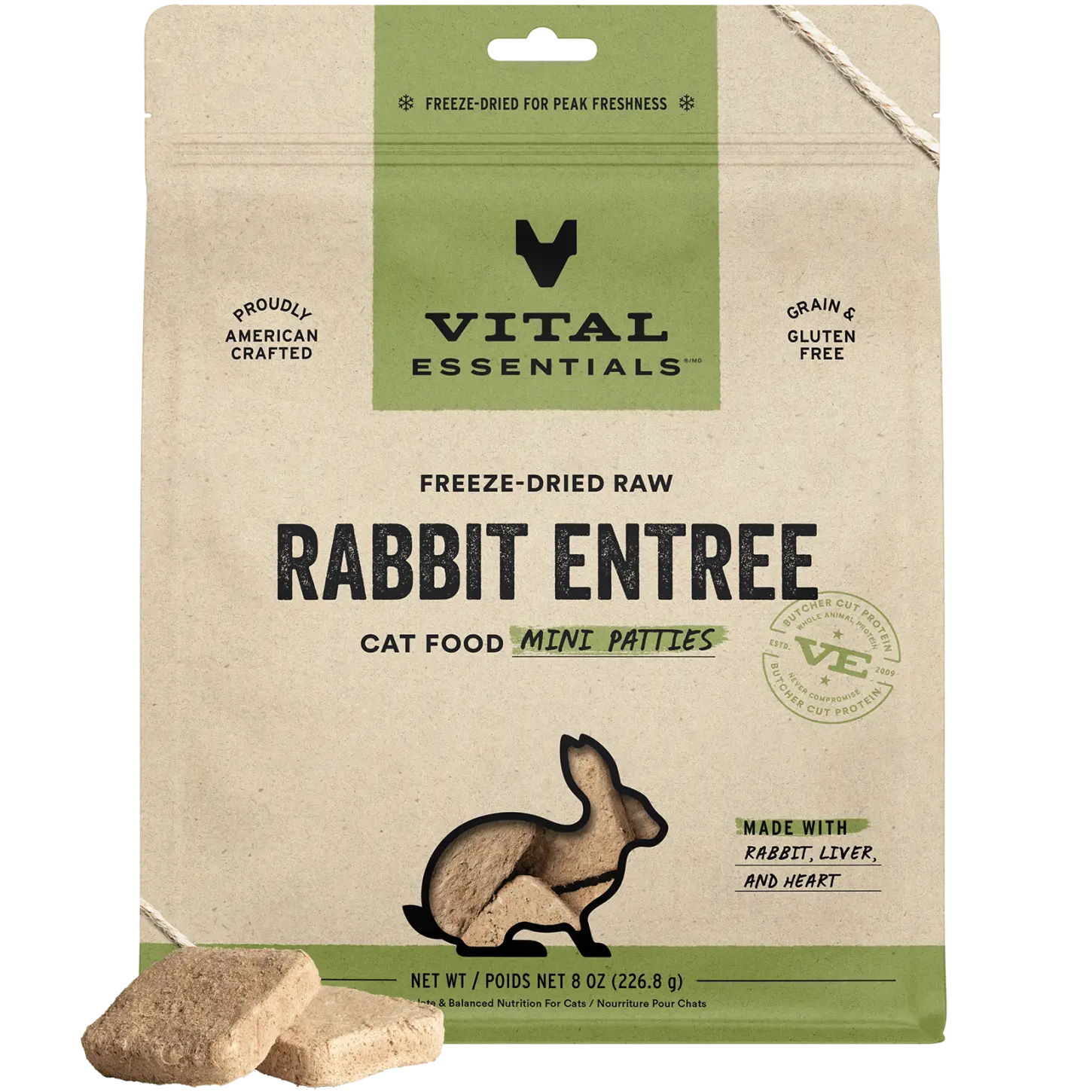 Freeze-Dried Rabbit Entree Cat Food Mini Patties