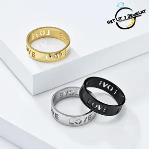 New Simple and Stylish Hollow-out "LOVE" Design Couple Rings | Fashion Accessory | Trendy Accessory | Holiday Gift | Valentine's Day Gift | Anniversary Gift | Party Jewelry | Daily Decoration |