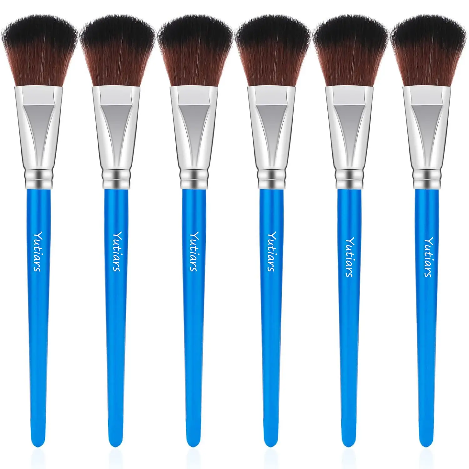 6pcs Mop Brush For Acrylic Painting 1 Inch Blending Brush Paint Brushes Set For Acrylic Face Body Painting Oval Mop Acrylic Brush