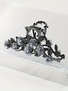 Gothic Metal Hair Claw Clip, Thorn Rose Gun Design, Dark Cool Girl Accessory, Unique Headpiece for Women, Fashionable Hair Jewelry, Flower Hair Clips