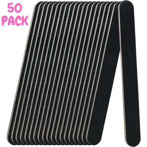 Double Sided Reusable Nail Files (100/180 Grit, 50 Pack) - Professional Manicure Pedicure Tool for Home and Salon