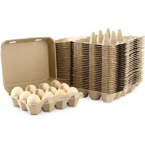 30 Pack 12-Count 3x4 Style Egg Cartons, Sturdy Reusable Biodegradable Paper Pulp Egg Holders for Farm Fresh Chicken Eggs, Suitable for Refrigerator Storage, Farmers Market and Home Use