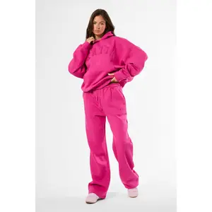 Kaiia Logo Wide Leg Joggers Bright Pink