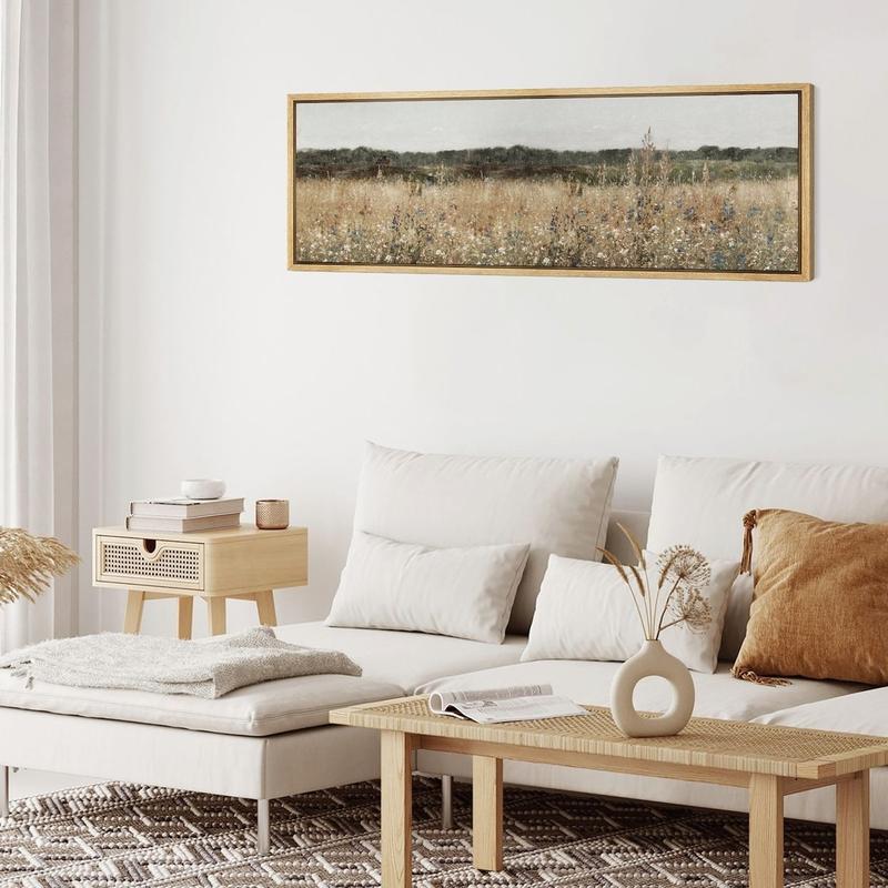 Poster Large Wall Art Vintage Wildflowers Field Landscape Art Print Horizontal Panoramic Wall Art Living Room Decor 6