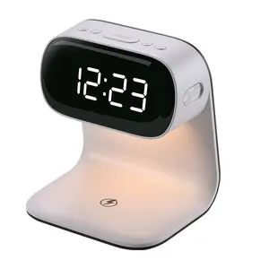 Wireless Charging Clock Night Light Multi-Functional Plug-in Home Bedside Lamp Light Luxury High-End Alarm Clock Lamp