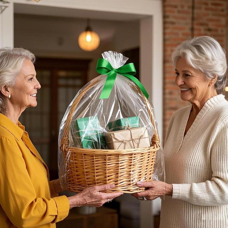 Large Cello/Cellophane Bags,30x 40 Inches Clear Basket Bags OPP Plastic Cellophane Wrap for Gift Baskets Packaging 10 Pieces