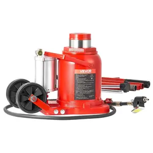Air Hydraulic Bottle Jack, 50 Ton (110231.5 lbs) Capacity, 10.4-16.1 Inch Lifting Range, Pneumatic/Manual Heavy Duty Welded Bottle Jack with Pump for Car, SUV, Pickup, Truck, RV Auto Repair, Red