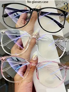 3pc Fashion Glasses for Men and Women, Transparent Lenses, and Clear Frames, Square Frames, Eye Protection Stylish Eyewear