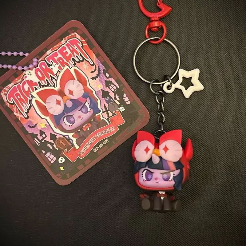 Trick or Treat Chibi Twilight Sparkle Keychain with Metal Hook, Stylish Handmade Luxury Fashion Accessory, Customizable Name Option, Stylish Keychain, Handmade Keychain halloween birthday