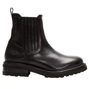 Frye Womens Ella Moto Chelsea Casual Boots Ankle Low Heel 1-2" - Black