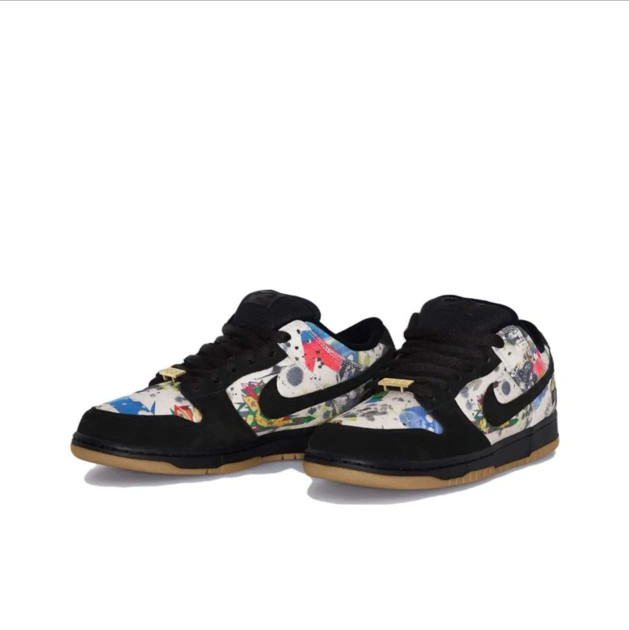 Black Multicolor Graffiti Print Suede Canvas Low Top Skate Sneakers, Unisex Street Casual Shoes, Trendy Art Style Daily Trainers