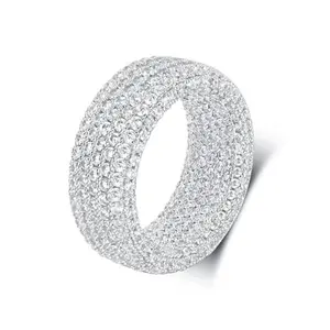 GEMSME 9MM Engagement Promise Wedding Eternity Ring for Women Men, Iced Out Sparkling Cubic Zirconia Rings ARS19862W-W