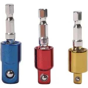 360? Rotatable  Grade Socket Adapter/Extension Set/1/4in Hexagonal Rod Drive Adapter, Turns Power Drill Into  Nut Driver, for Drill Chucks, Sizes 1/2in 3/8in 1/4in, CR-V, 3- Set
