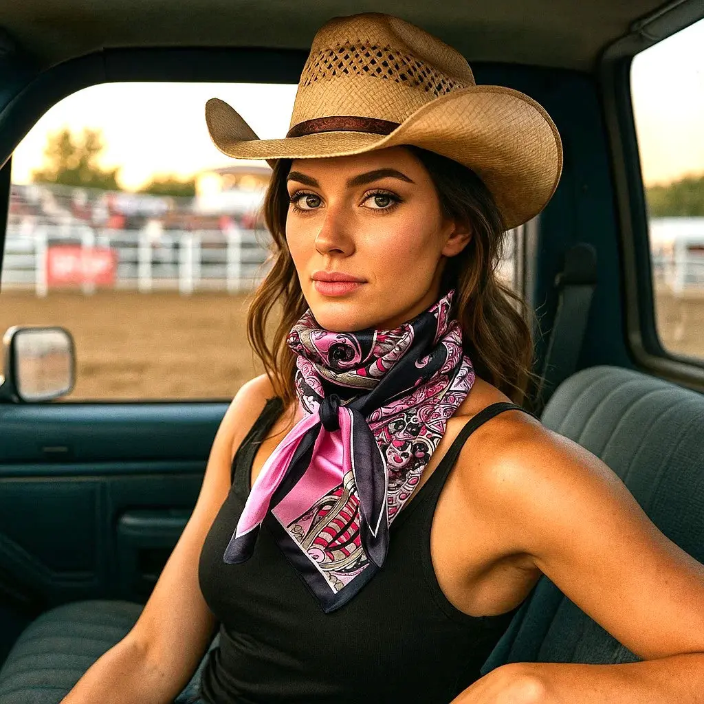 Pink and Black Wild Rag - Western Scarf